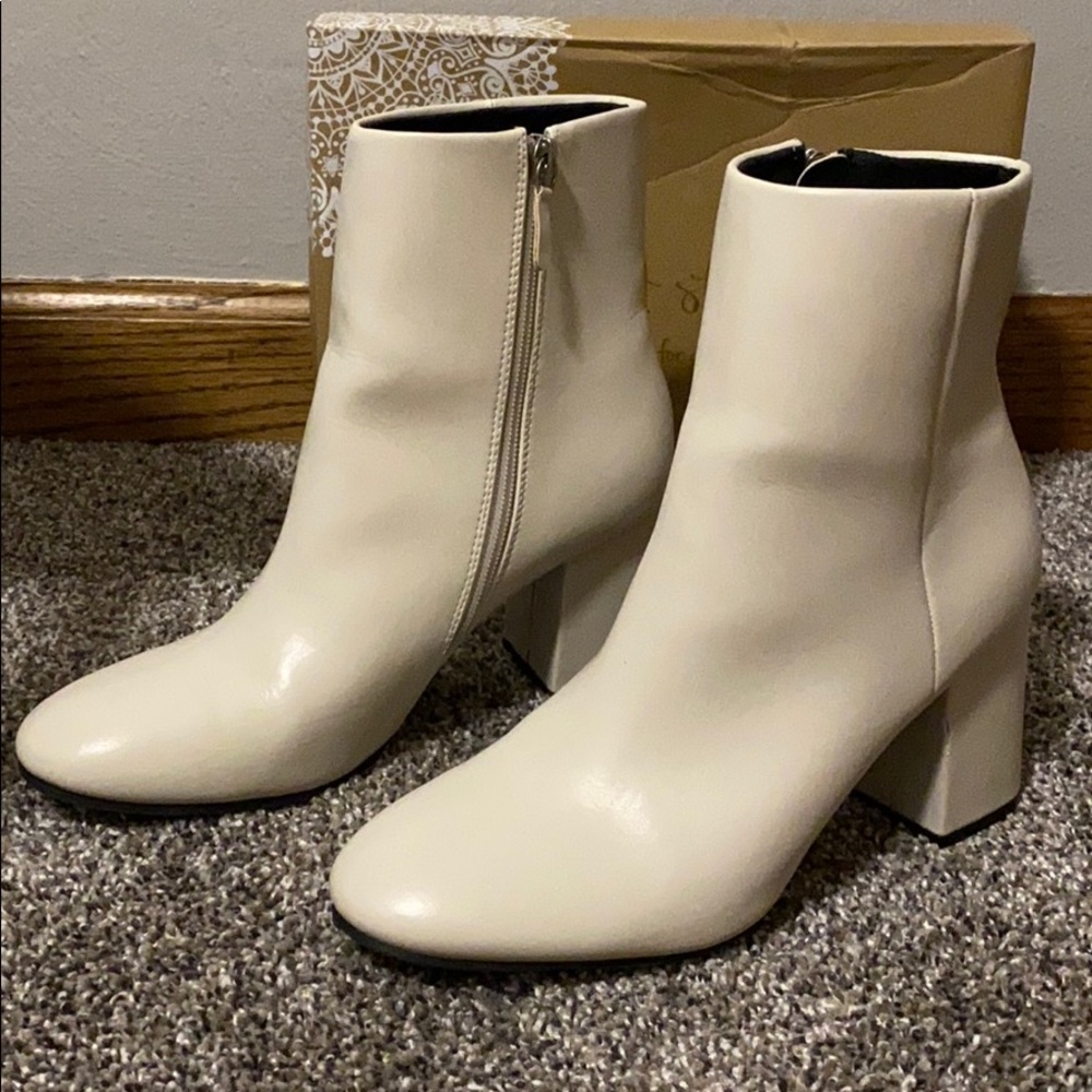 White ankle booties